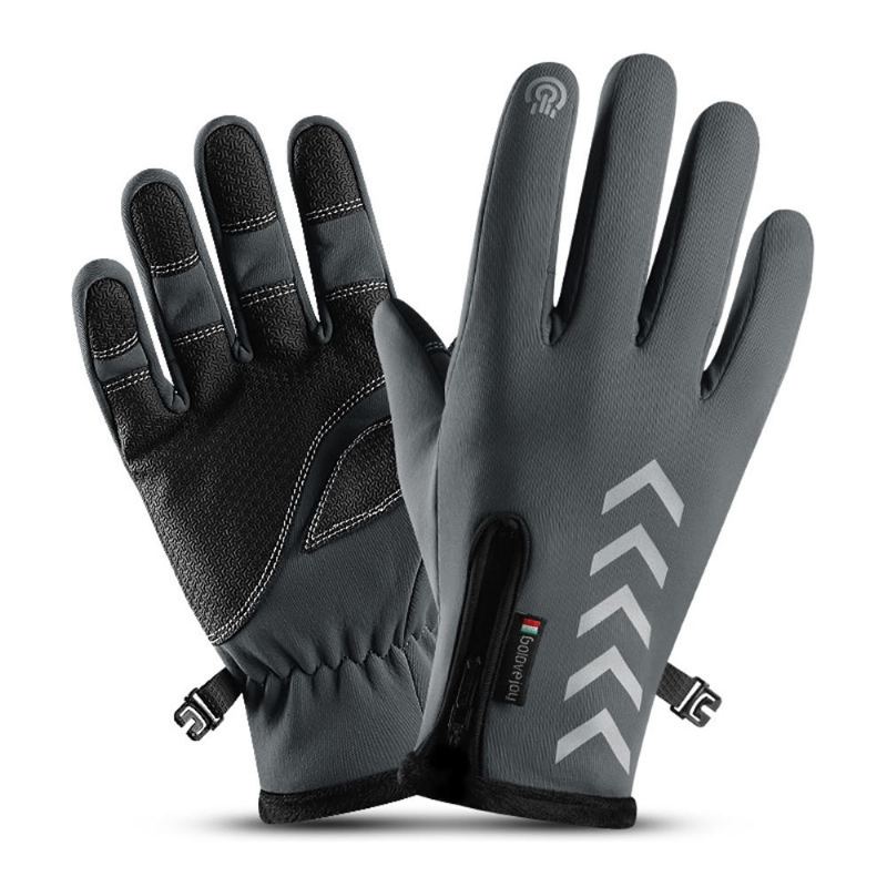 Fietsen Warme Handschoenen Seizoen Outdoor Waterdichte Sport Anti-slip Vijf-vinger Touchscreen Nacht Rijden Hoogtepunt Reflecterende Handschoenen