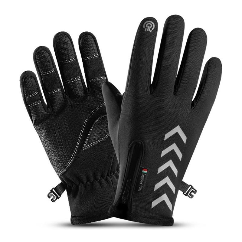 Fietsen Warme Handschoenen Seizoen Outdoor Waterdichte Sport Anti-slip Vijf-vinger Touchscreen Nacht Rijden Hoogtepunt Reflecterende Handschoenen