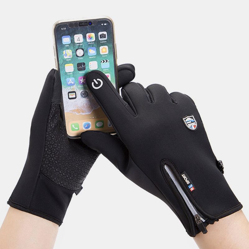 Unisex Touchscreen Outdoor Winter Plus Fluwelen Rijden Houd Warm Waterptoof Handschoenen
