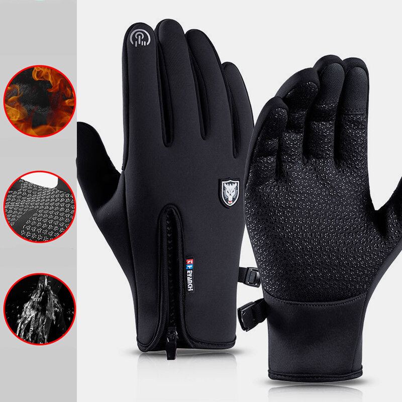 Unisex Touchscreen Winddichte Fietshandschoenen Volledige Vinger Waterdicht Koudbestendig Siliconen Antislip Winter Outdoor Klimmen Rijhandschoenen