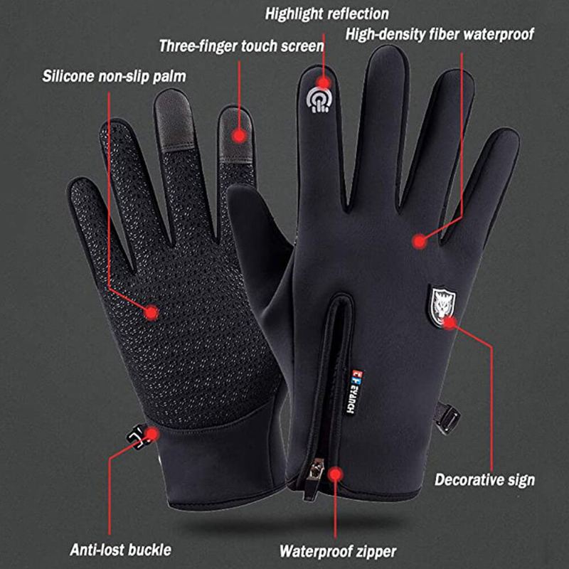 Unisex Touchscreen Winddichte Fietshandschoenen Volledige Vinger Waterdicht Koudbestendig Siliconen Antislip Winter Outdoor Klimmen Rijhandschoenen
