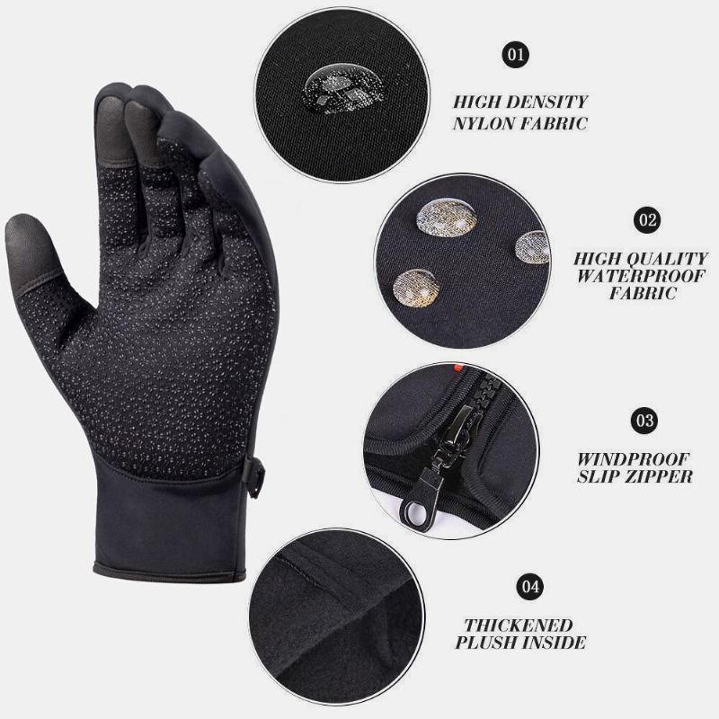 Unisex Touchscreen Winddichte Fietshandschoenen Volledige Vinger Waterdicht Koudbestendig Siliconen Antislip Winter Outdoor Klimmen Rijhandschoenen