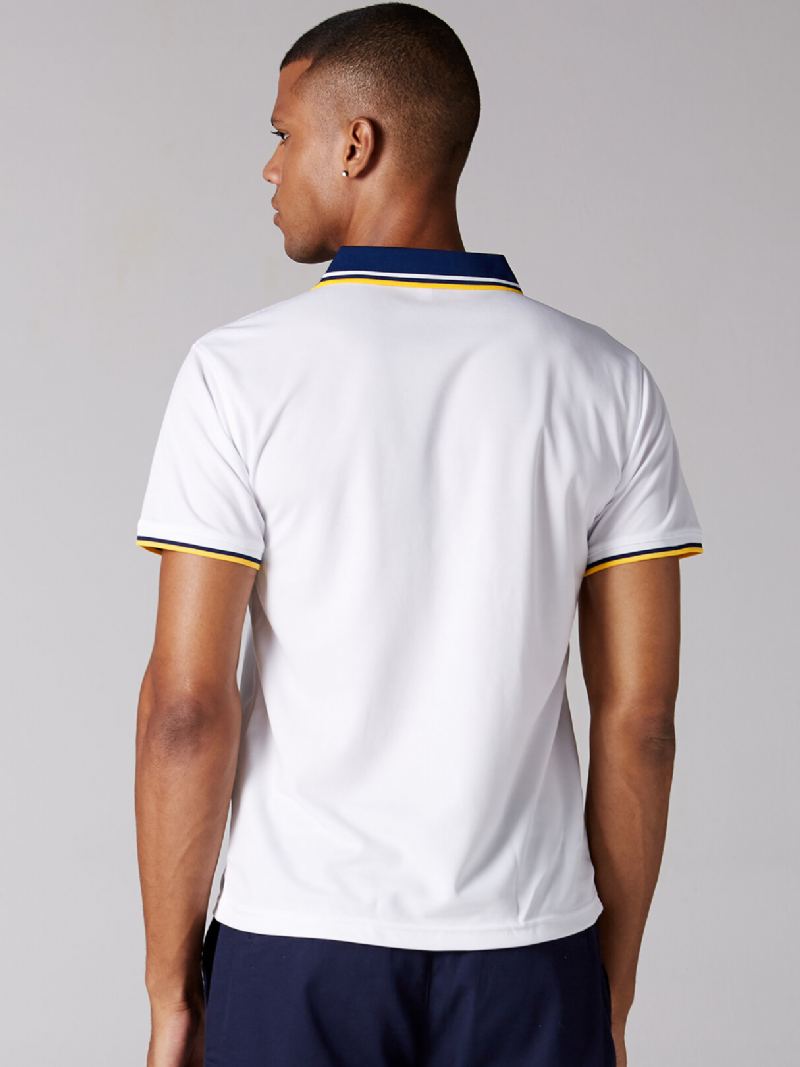 Heren Nieuwe Casual Mode Borduurwerk Wilde Revers T-shirts Met Korte Mouwen
