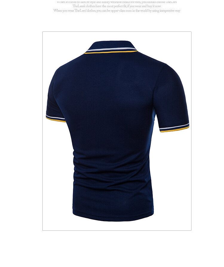 Heren Nieuwe Casual Mode Borduurwerk Wilde Revers T-shirts Met Korte Mouwen