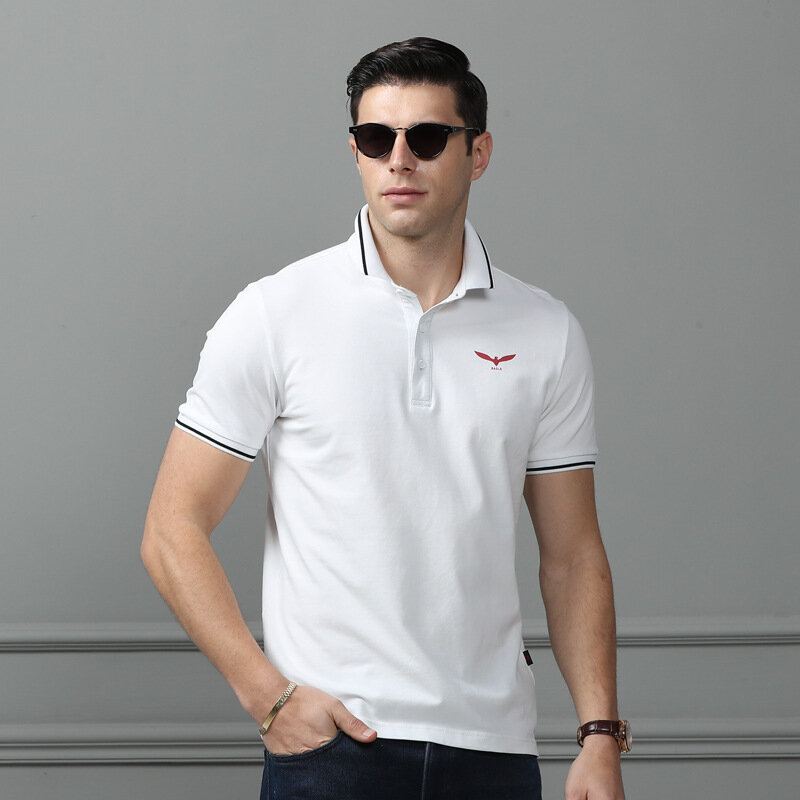 Heren Nieuwe Zakelijke Katoenen Geborduurde Golf Casual T-shirts Met Korte Mouwen
