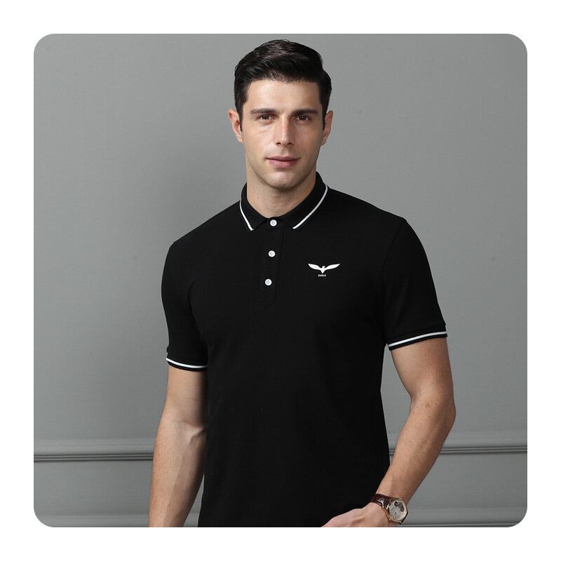 Heren Nieuwe Zakelijke Katoenen Geborduurde Golf Casual T-shirts Met Korte Mouwen