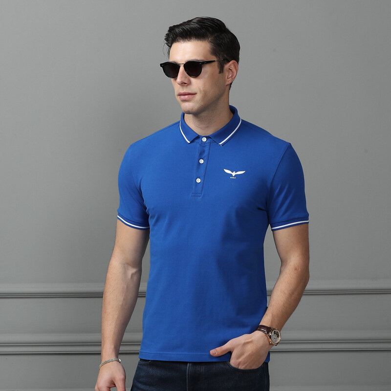 Heren Nieuwe Zakelijke Katoenen Geborduurde Golf Casual T-shirts Met Korte Mouwen