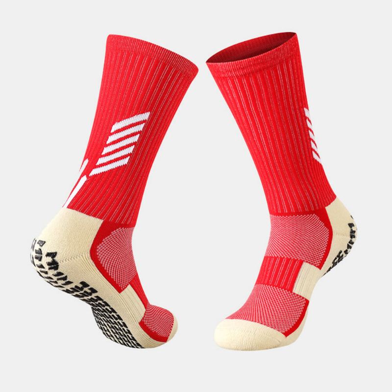 1 Paar Mannen Buis Sok Nylon Streep Contrast Kleuren Doseren Antislip Zweetabsorberende Druk Outdoor Sport Sokken Voetbal Sokken