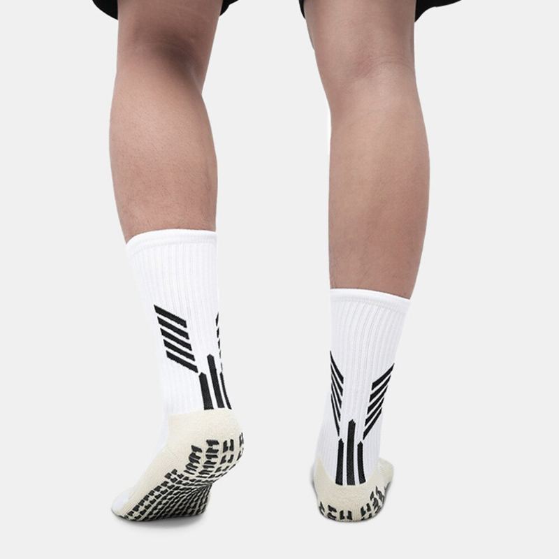 1 Paar Mannen Buis Sok Nylon Streep Contrast Kleuren Doseren Antislip Zweetabsorberende Druk Outdoor Sport Sokken Voetbal Sokken