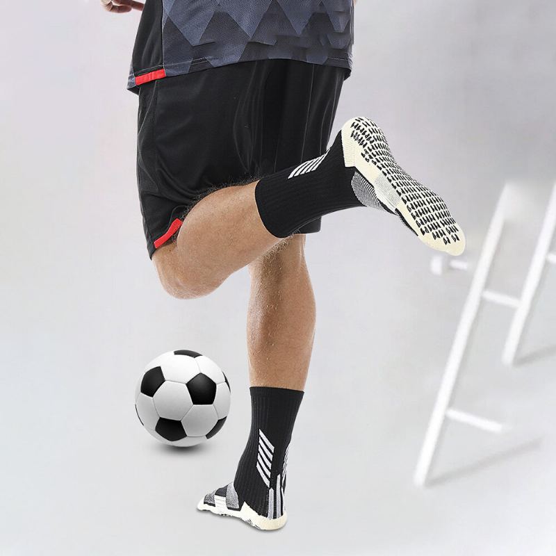 1 Paar Mannen Buis Sok Nylon Streep Contrast Kleuren Doseren Antislip Zweetabsorberende Druk Outdoor Sport Sokken Voetbal Sokken