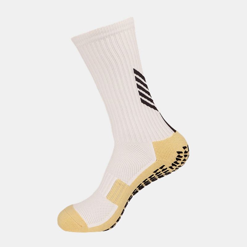 1 Paar Mannen Buis Sok Nylon Streep Contrast Kleuren Doseren Antislip Zweetabsorberende Druk Outdoor Sport Sokken Voetbal Sokken