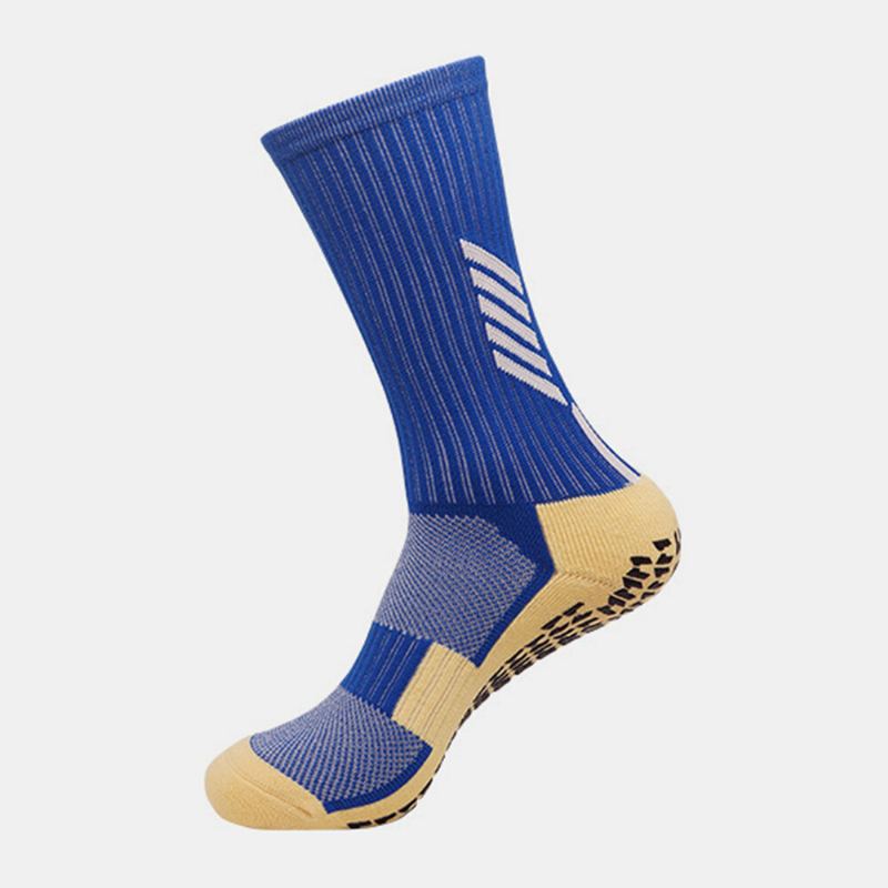 1 Paar Mannen Buis Sok Nylon Streep Contrast Kleuren Doseren Antislip Zweetabsorberende Druk Outdoor Sport Sokken Voetbal Sokken