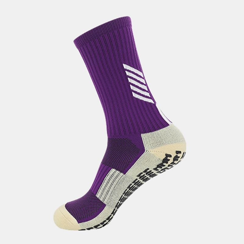 1 Paar Mannen Buis Sok Nylon Streep Contrast Kleuren Doseren Antislip Zweetabsorberende Druk Outdoor Sport Sokken Voetbal Sokken