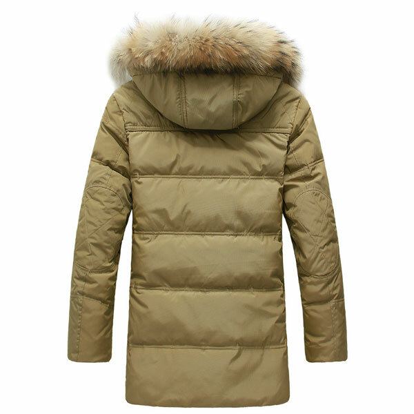 Heren Kwaliteit Hoorn Gesp Hooded Warme Lange Donsjack Jas