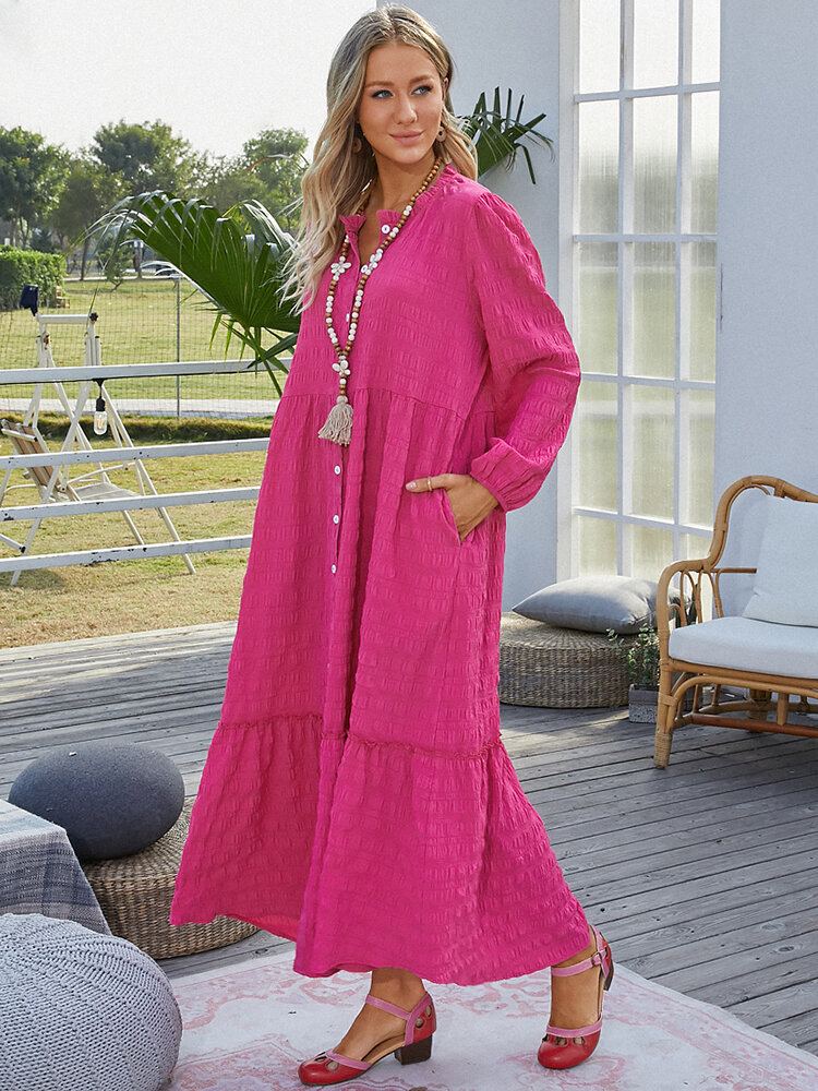 Elegante Maxi-jurk Met Lange Mouwen Voor Heren En Zijzak