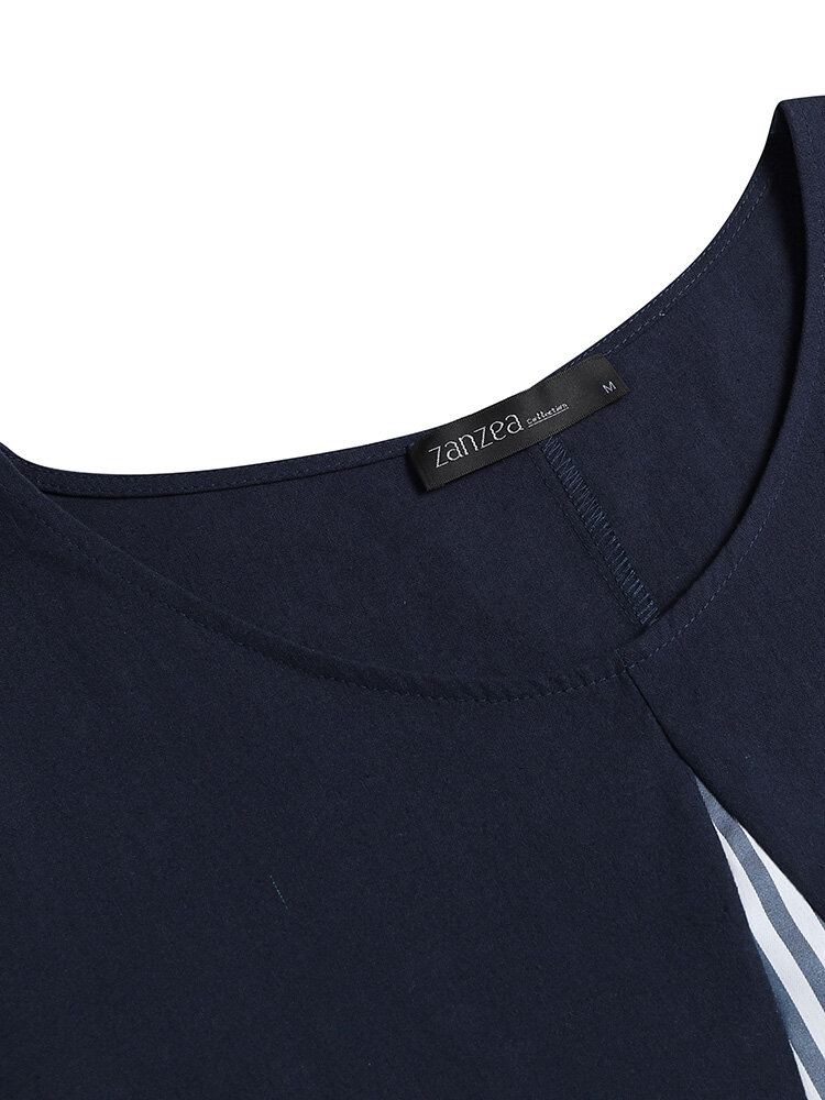 Zak Met Korte Mouwen En Gestreepte Maxi-jurk Met Kleurblokken