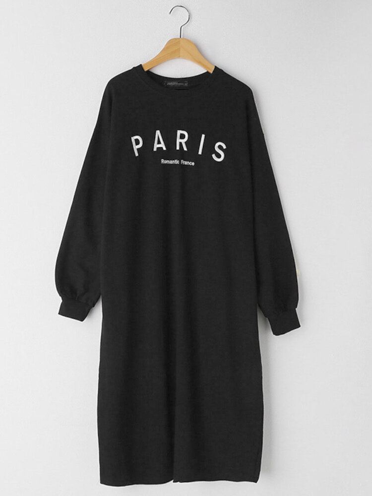 Dames Sweatshirt Brief Gedrukt Kuitlengte O-hals Casual Midi Jurken