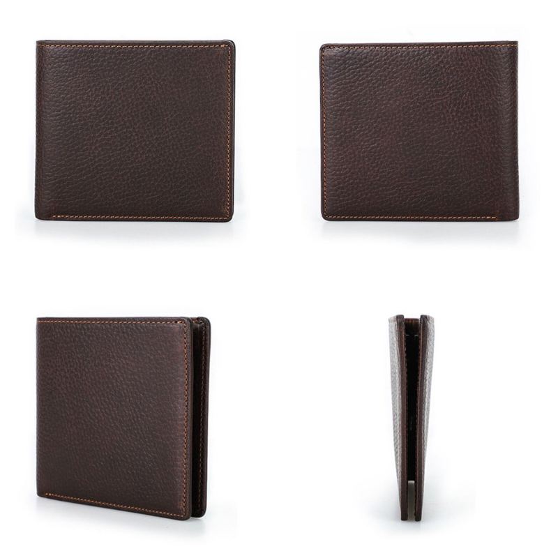 Mannen Lederen Vintage Rfid Meerdere Kaartsleuf Portemonnee Retro Draagbare Slijtvaste Bi-fold Portemonnee