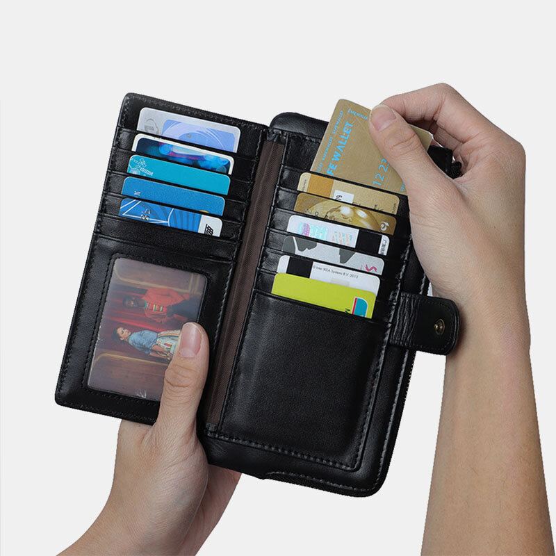 Vrouwen Rfid Lederen Multi-kaartsleuven Telefoontas Geldclip Portemonnee