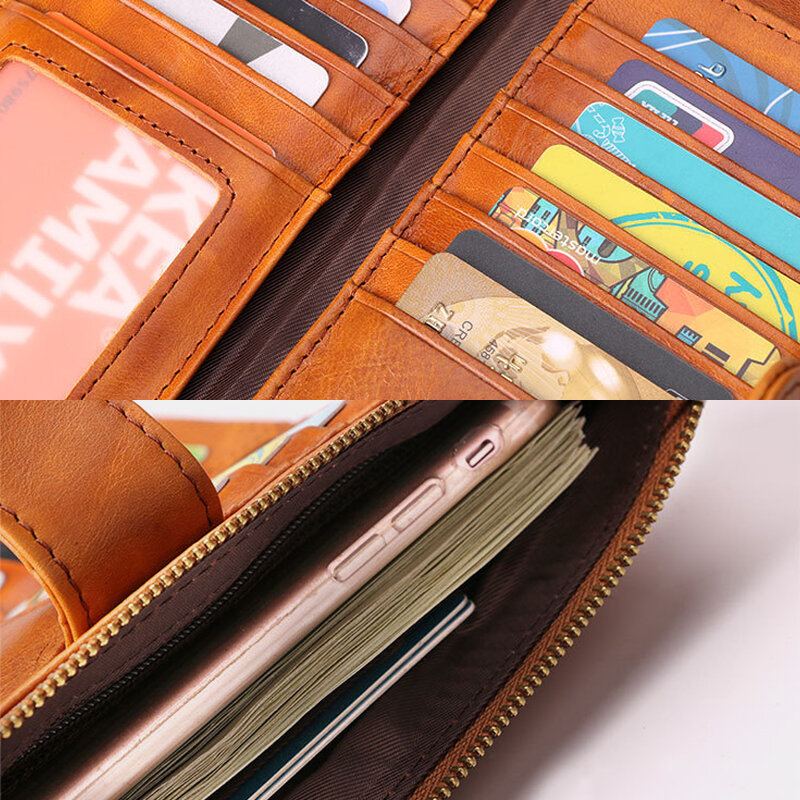 Vrouwen Rfid Lederen Multi-kaartsleuven Telefoontas Geldclip Portemonnee