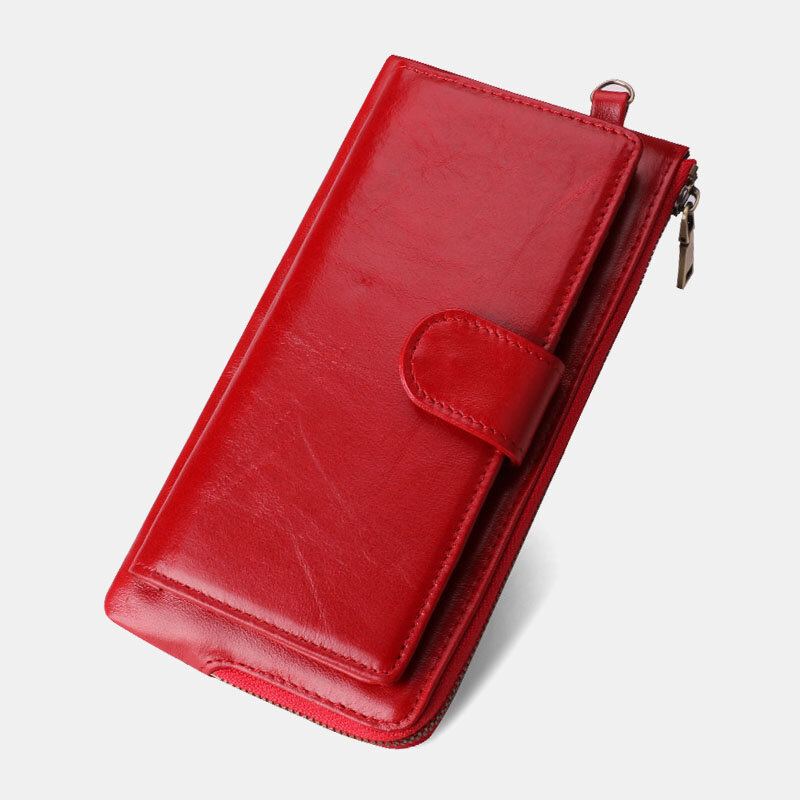 Vrouwen Rfid Lederen Multi-kaartsleuven Telefoontas Geldclip Portemonnee
