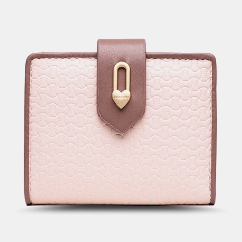 Vrouwen Wave Textuur Pu Lederen Rits Hasp Bifold Portemonnee Multi-kaartsleuven Kaarthouder Korte Portemonnee