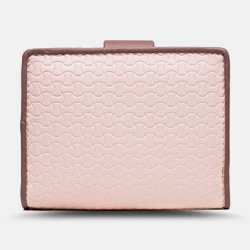 Vrouwen Wave Textuur Pu Lederen Rits Hasp Bifold Portemonnee Multi-kaartsleuven Kaarthouder Korte Portemonnee