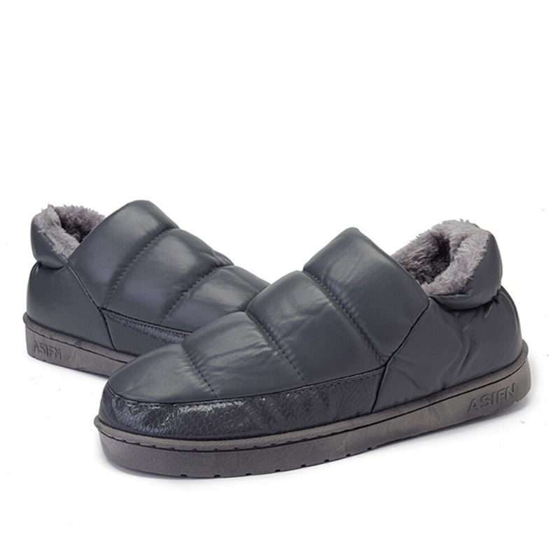 Mannen Pu Leer Verhoogde Zolen Antislip Slijtvast Dikker Pluche Warm Thuis Casual Katoenen Slippers