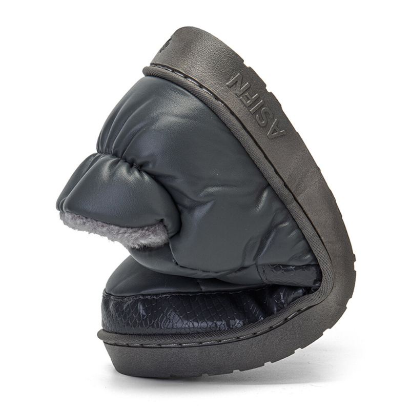 Mannen Pu Leer Verhoogde Zolen Antislip Slijtvast Dikker Pluche Warm Thuis Casual Katoenen Slippers