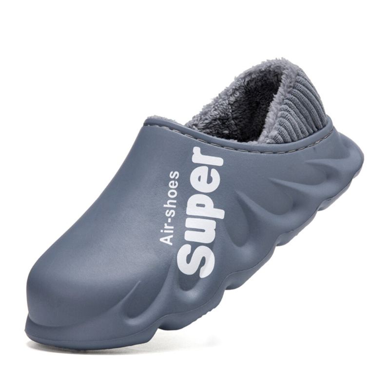 Mannen Pu Leer Waterdicht Antislip Elastische Schoen Mond Ontwerp Zachte Warme Thuis Katoenen Slippers