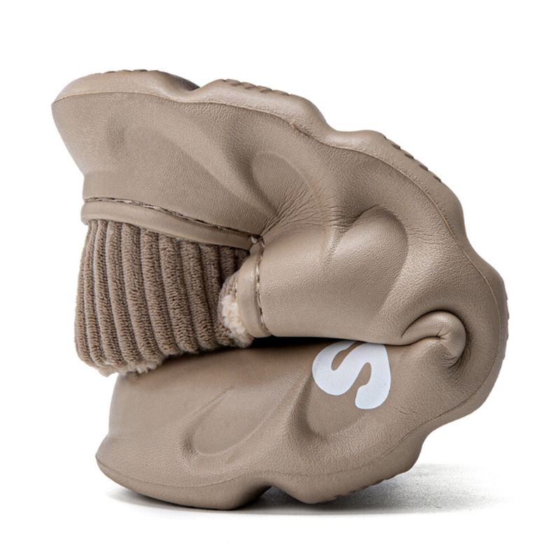 Mannen Pu Leer Waterdicht Antislip Elastische Schoen Mond Ontwerp Zachte Warme Thuis Katoenen Slippers