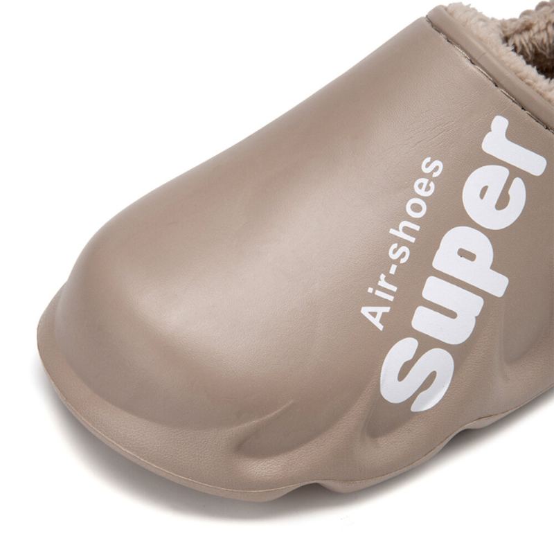 Mannen Pu Leer Waterdicht Antislip Elastische Schoen Mond Ontwerp Zachte Warme Thuis Katoenen Slippers