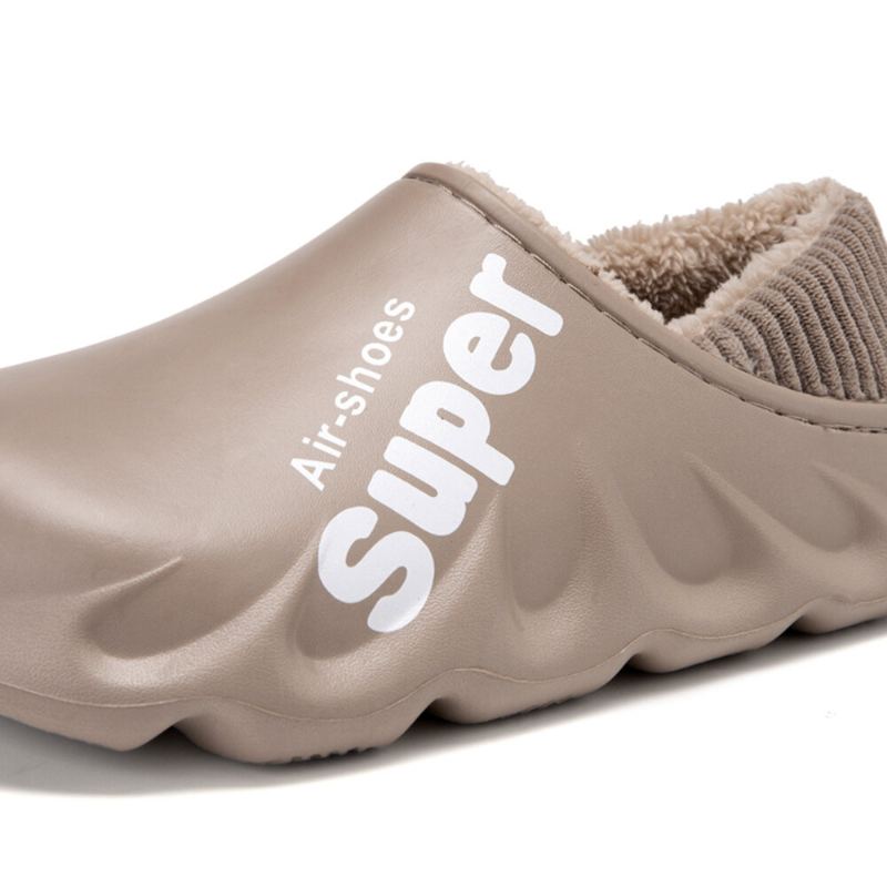 Mannen Pu Leer Waterdicht Antislip Elastische Schoen Mond Ontwerp Zachte Warme Thuis Katoenen Slippers