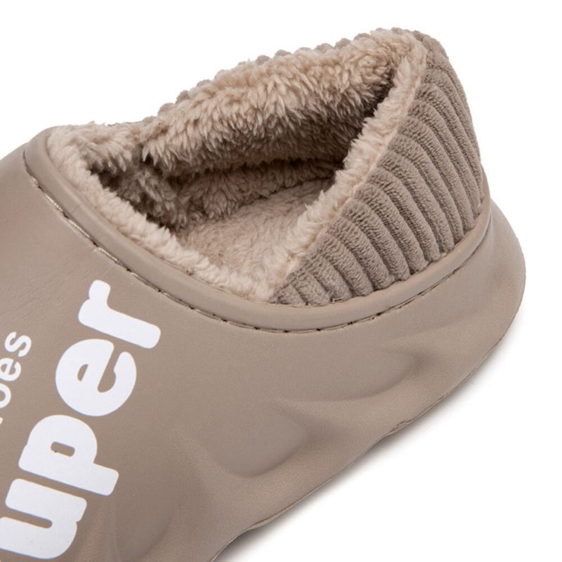 Mannen Pu Leer Waterdicht Antislip Elastische Schoen Mond Ontwerp Zachte Warme Thuis Katoenen Slippers