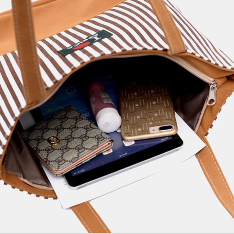 Dames Gestreepte Grote Capaciteit Casual Tote Schoudertas Boodschappentas