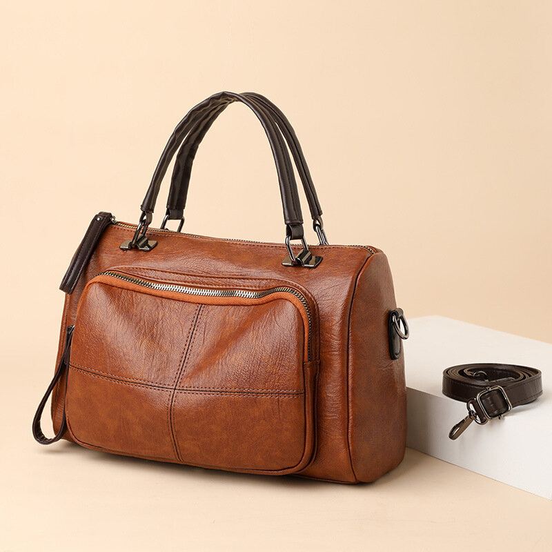 Dames Kunstleer Vintage Anti-diefstal Handtas Schoudertas Met Grote Capaciteit