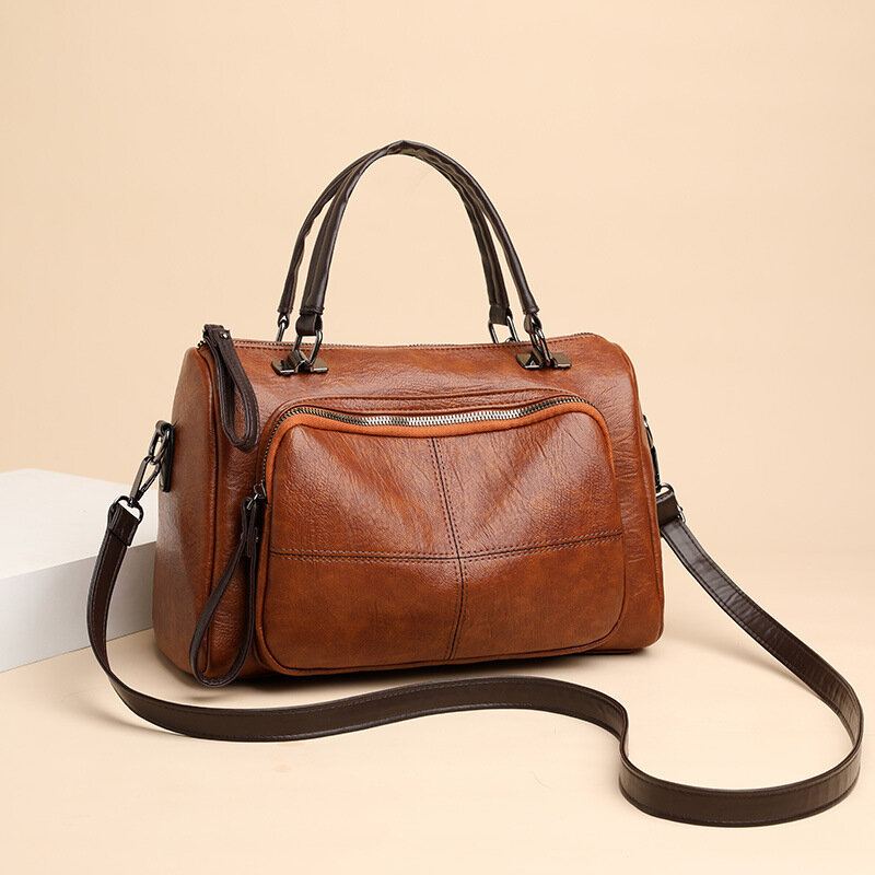 Dames Kunstleer Vintage Anti-diefstal Handtas Schoudertas Met Grote Capaciteit