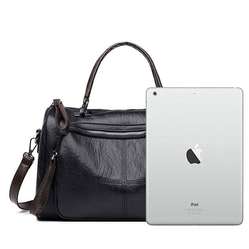 Dames Kunstleer Vintage Anti-diefstal Handtas Schoudertas Met Grote Capaciteit