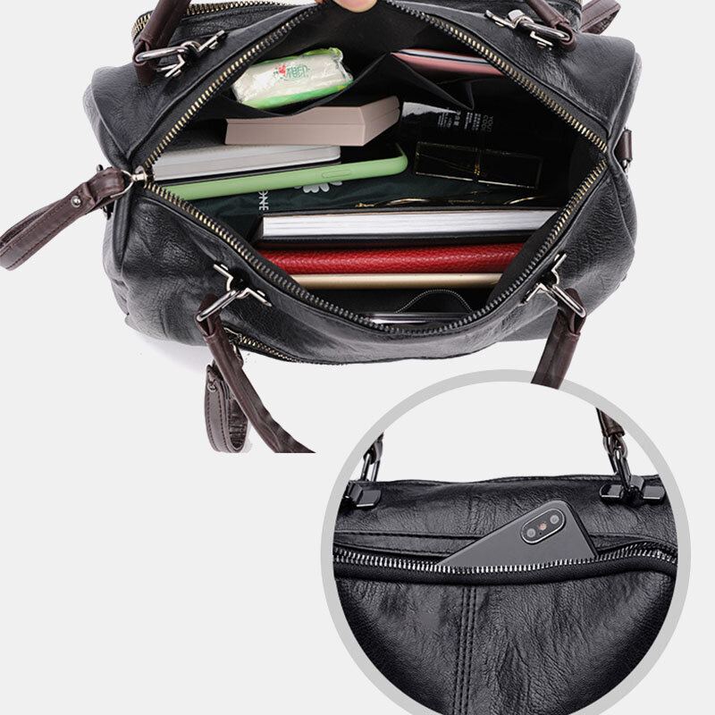Dames Kunstleer Vintage Anti-diefstal Handtas Schoudertas Met Grote Capaciteit