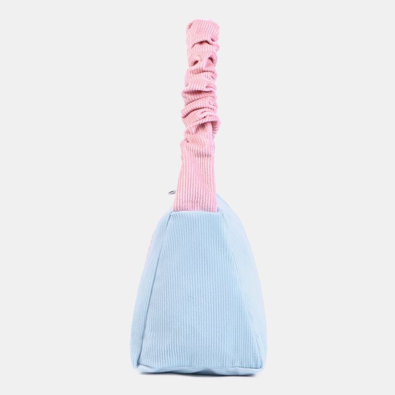 Vrouwen Snoep Kleur Corduroy Brief Patch Onderarm Tas Grote Capaciteit Zachte Rits Tote Handtas Schoudertas