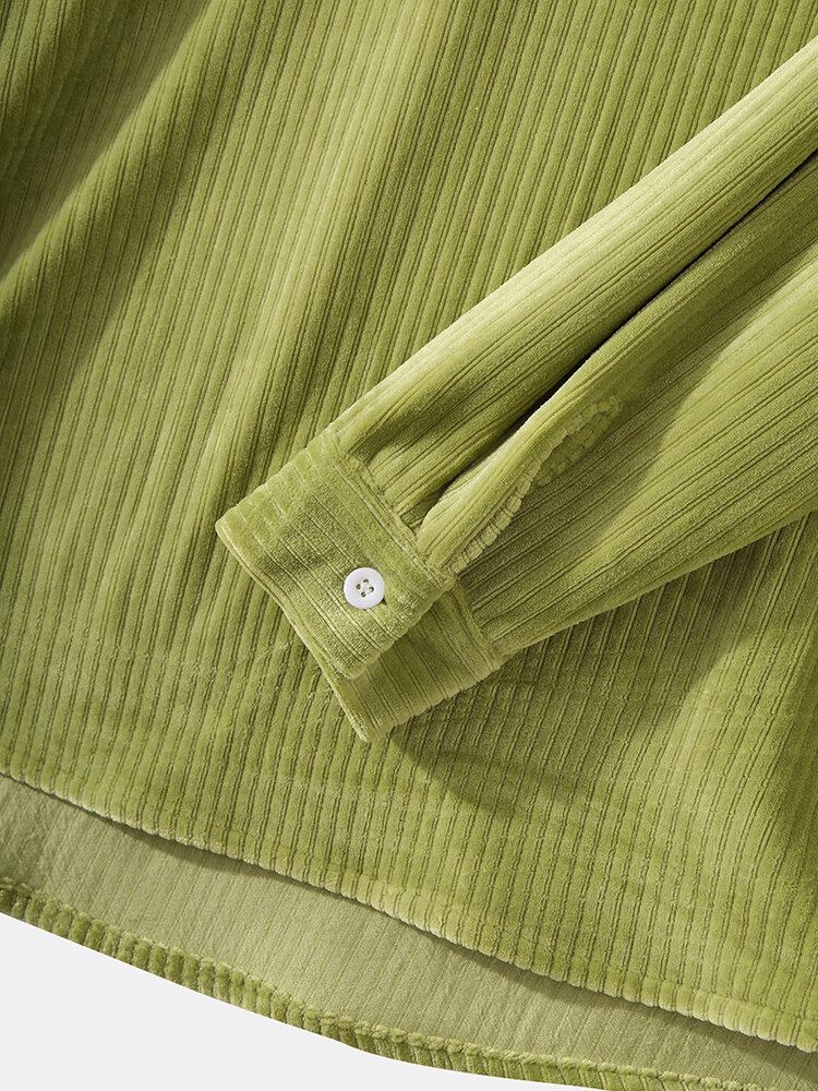 Corduroy Half Open Button Heren Henley Shirts
