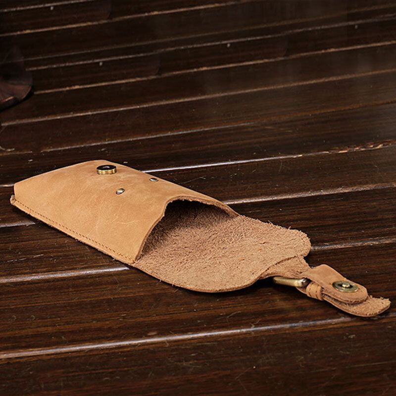 Mannen Echt Leer Waterdicht Vintage Casual 5.8 Inch Telefoon Tas Koeienhuid Heuptas Met Haak!