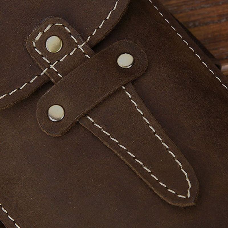 Mannen Echt Leer Waterdicht Vintage Casual 5.8 Inch Telefoon Tas Koeienhuid Heuptas Met Haak!