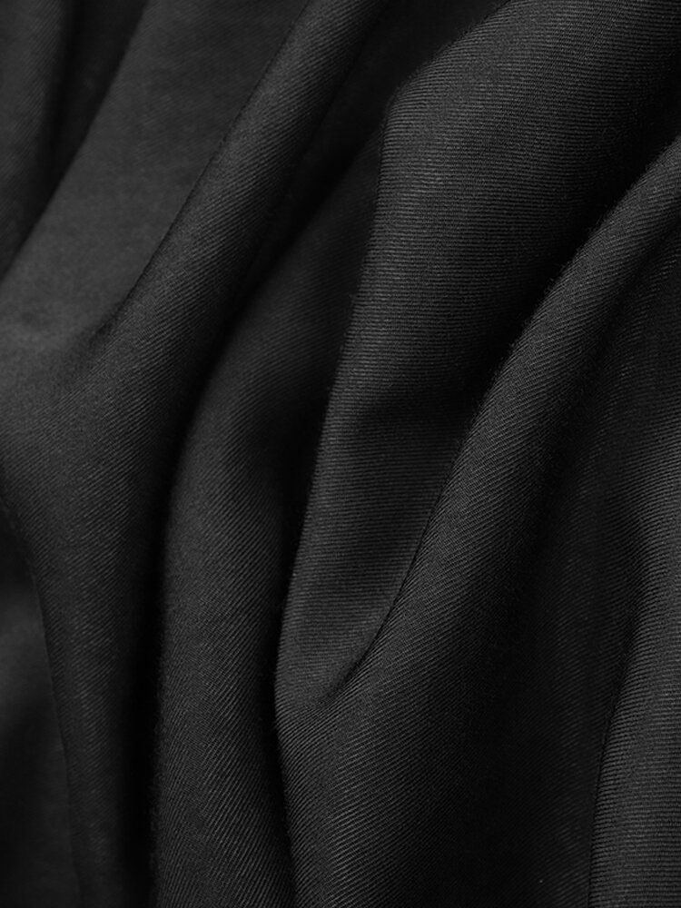 100% Polyester Effen Geplooide Zijzakken Broek Voor Dames