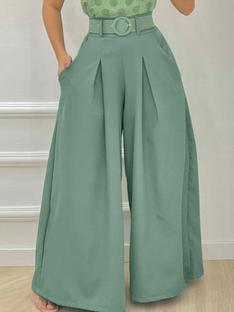 Dagelijkse Stijlvolle Effen Wijde Pijpen Losse Casual Zijzakken Broek Voor Dames