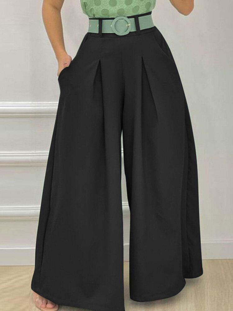 Dagelijkse Stijlvolle Effen Wijde Pijpen Losse Casual Zijzakken Broek Voor Dames