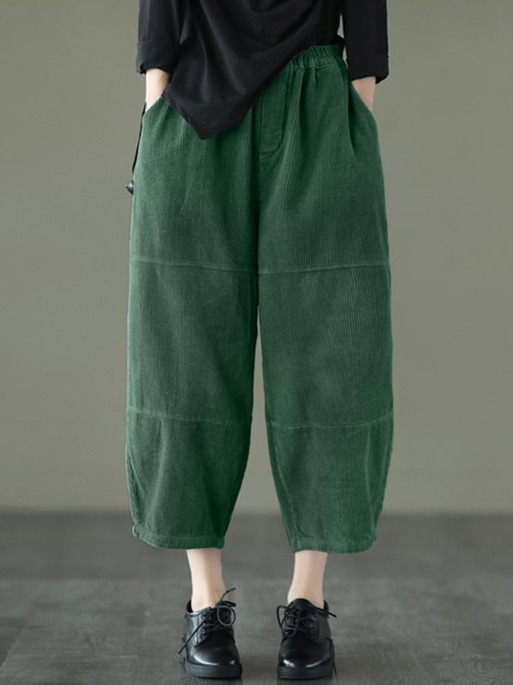 Dames Corduroy Vintage Harlan Losse Elastische Taille Vrijetijdsbroek