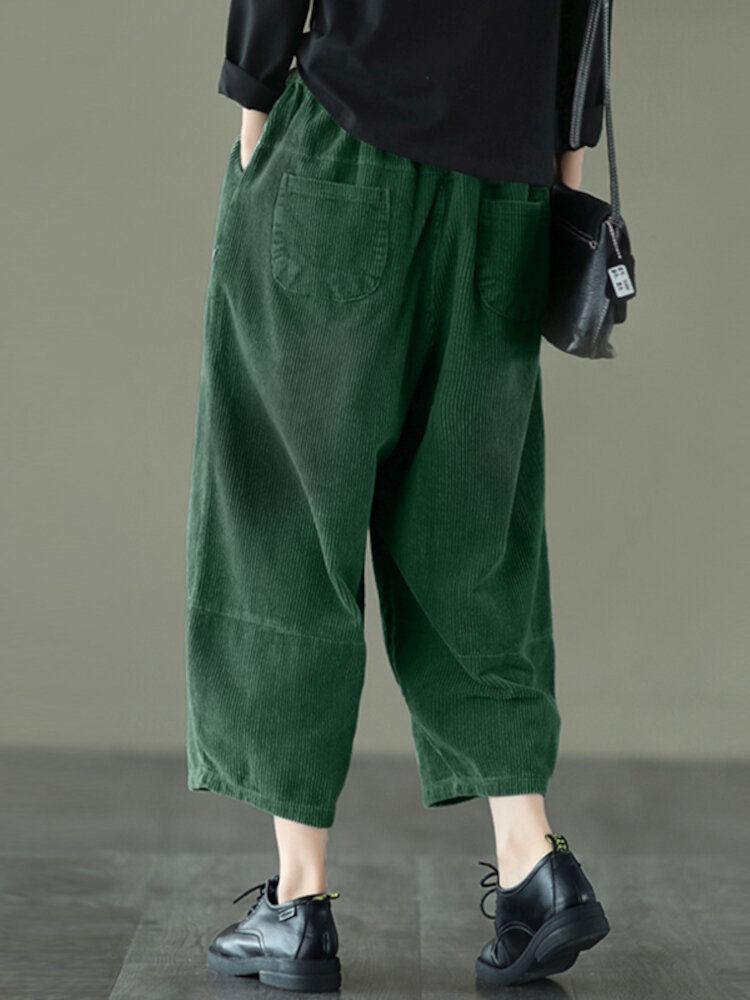 Dames Corduroy Vintage Harlan Losse Elastische Taille Vrijetijdsbroek
