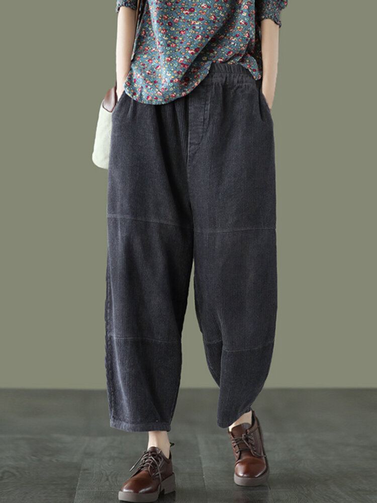 Dames Corduroy Vintage Harlan Losse Elastische Taille Vrijetijdsbroek