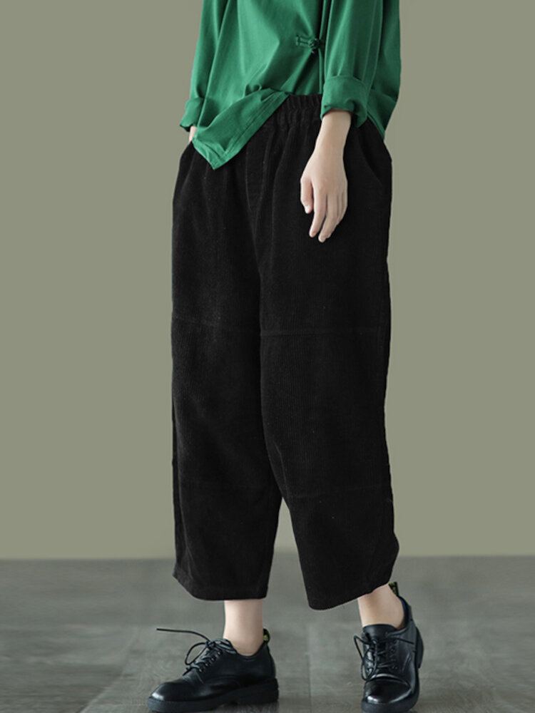 Dames Corduroy Vintage Harlan Losse Elastische Taille Vrijetijdsbroek